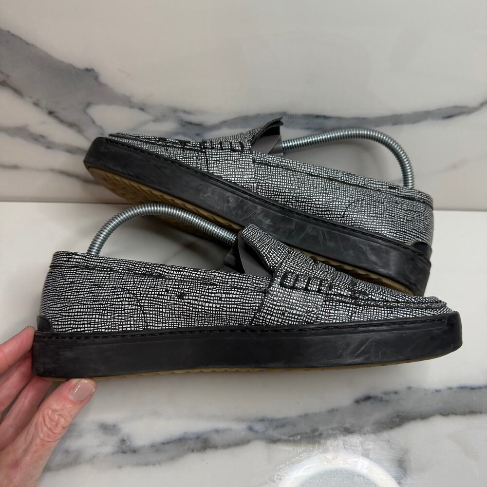Rag & Bone Women's Black White Crosshatch Leather Colby Loafers Sz 7.5 Classic - Picture 5 of 7
